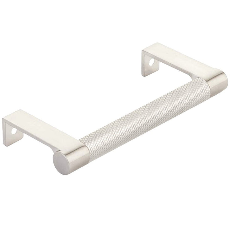 The Emtek Select Round Knurled Cabinet Edge Pull in Satin Nickel finish