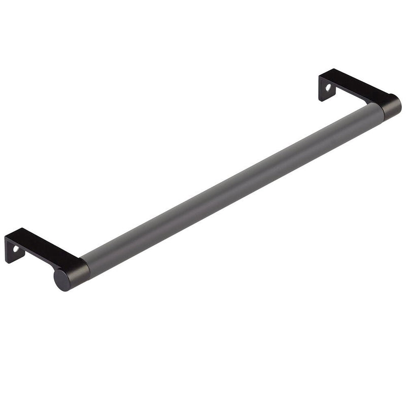 Emtek Select Round Smooth Cabinet Edge Pull, 10 1/4" C-to-C in Flat Black finish