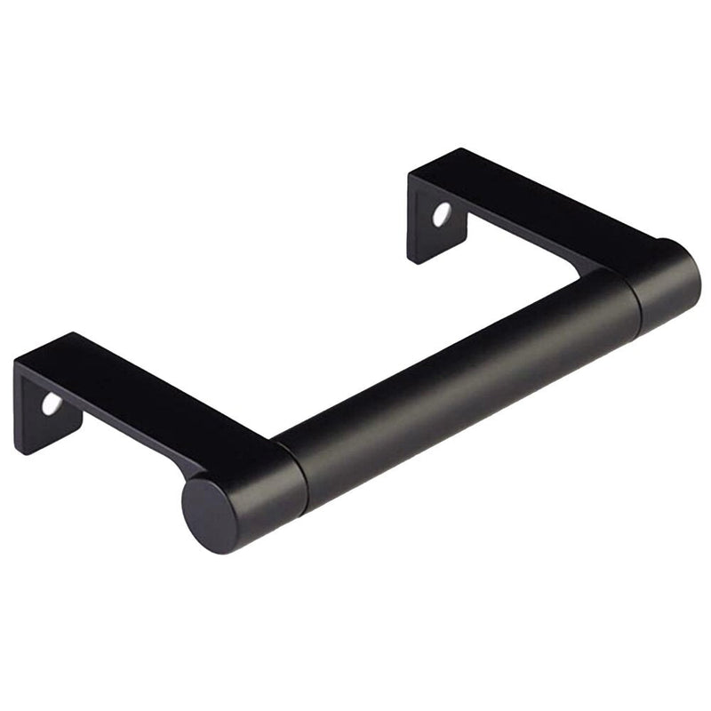 Emtek Select Round Smooth Cabinet Edge Pull, 3 3/4" C-to-C in Flat Black finish