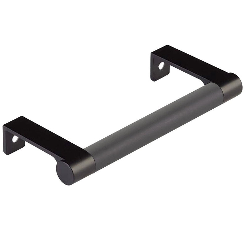 Emtek Select Round Smooth Cabinet Edge Pull, 4 1/4" C-to-C in Flat Black finish