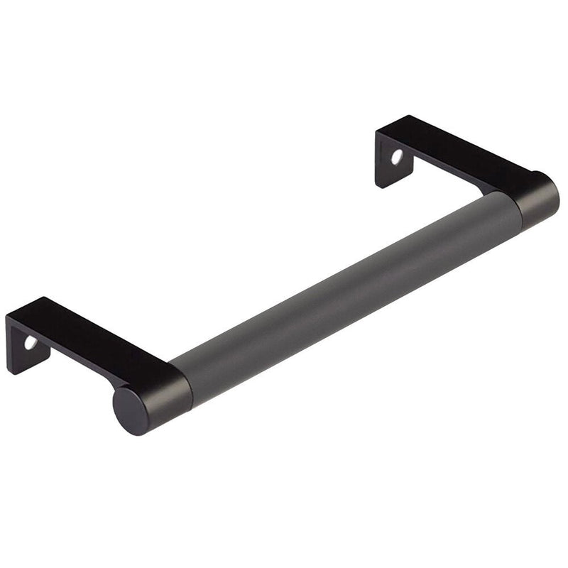 Emtek Select Round Smooth Cabinet Edge Pull, 5 1/4" C-to-C in Flat Black finish