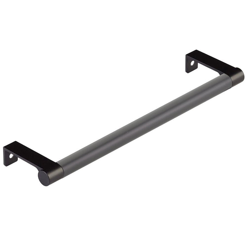 Emtek Select Round Smooth Cabinet Edge Pull, 8 1/4" C-to-C in Flat Black finish