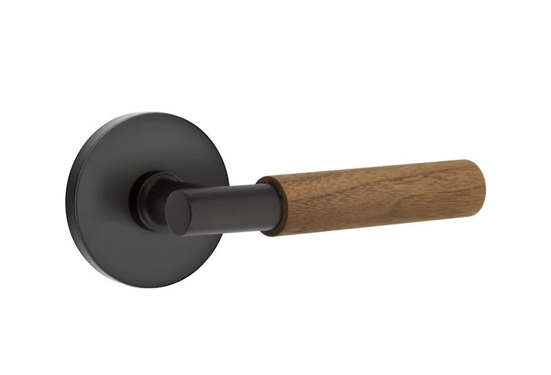 Emtek Select T-Bar Dark Walnut Lever with Disk Rosette in Flat Black finish