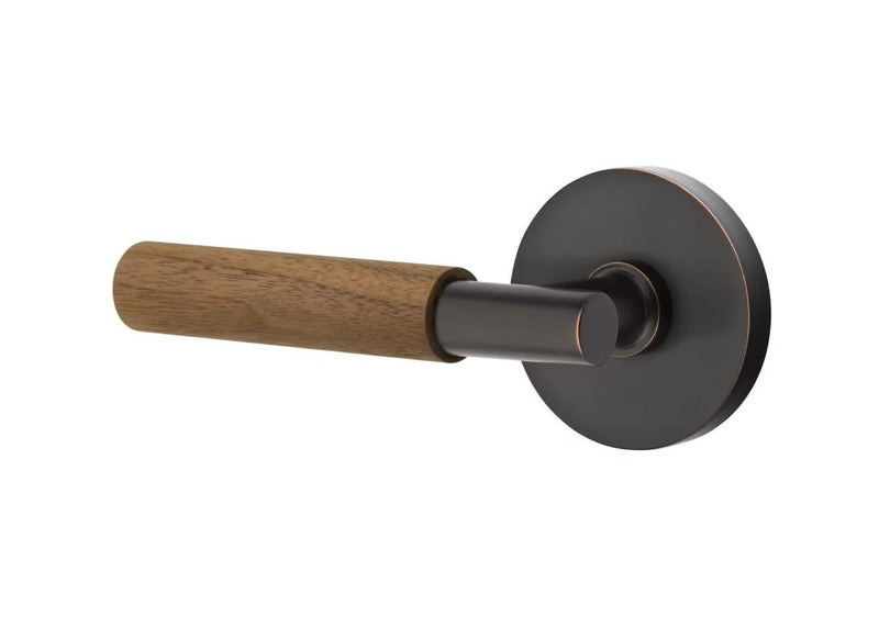 Emtek Select T-Bar Dark Walnut Lever with Disk Rosette in Oil Rubbed Bronze finish