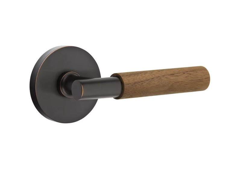 Emtek Select T-Bar Dark Walnut Lever with Disk Rosette in Oil Rubbed Bronze finish