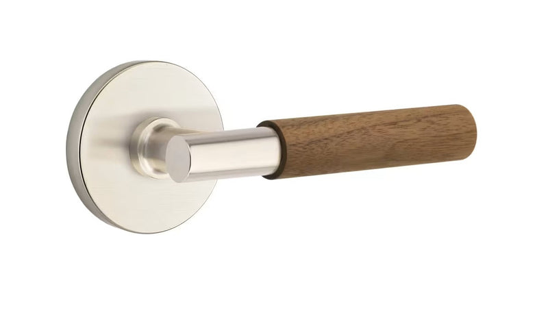 Emtek Select T-Bar Dark Walnut Lever with Disk Rosette in Satin Nickel finish