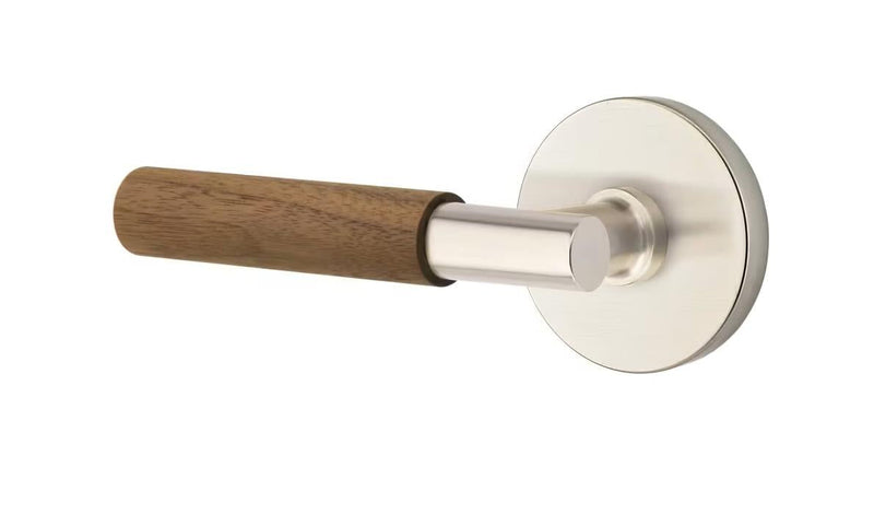 Emtek Select T-Bar Dark Walnut Lever with Disk Rosette in Satin Nickel finish