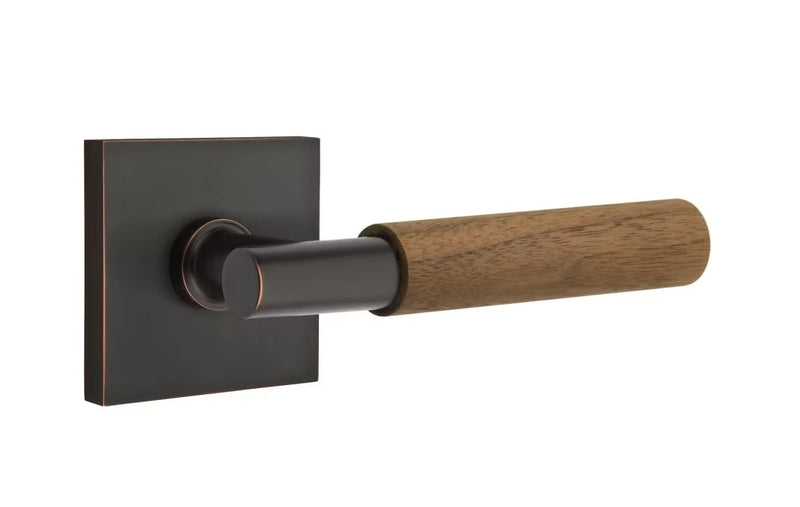 Emtek Select T-Bar Dark Walnut Lever with Square Rosette in Oil Rubbed Bronze finish