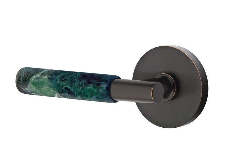 Emtek Select T-Bar Green Marble Lever with Disk Rosette in finish