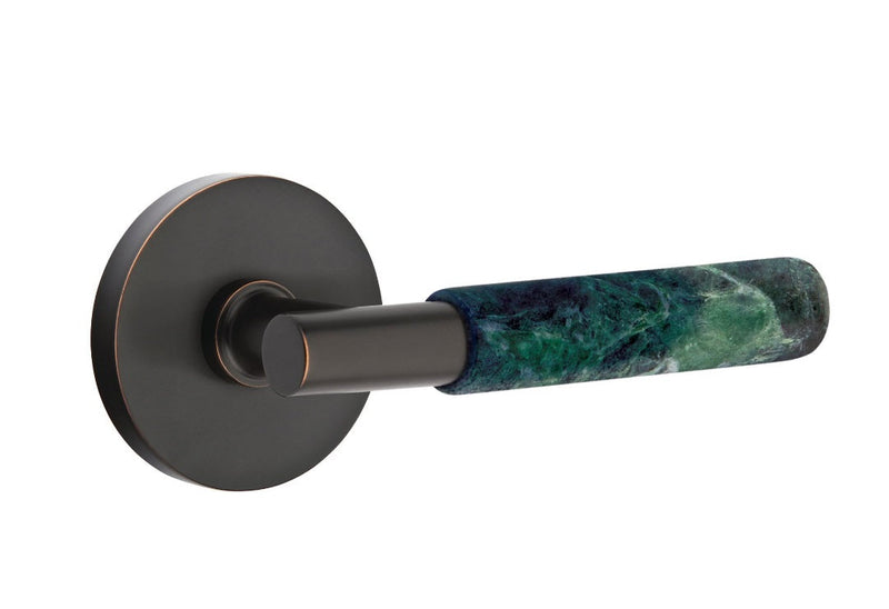 Emtek Select T-Bar Green Marble Lever with Disk Rosette in finish