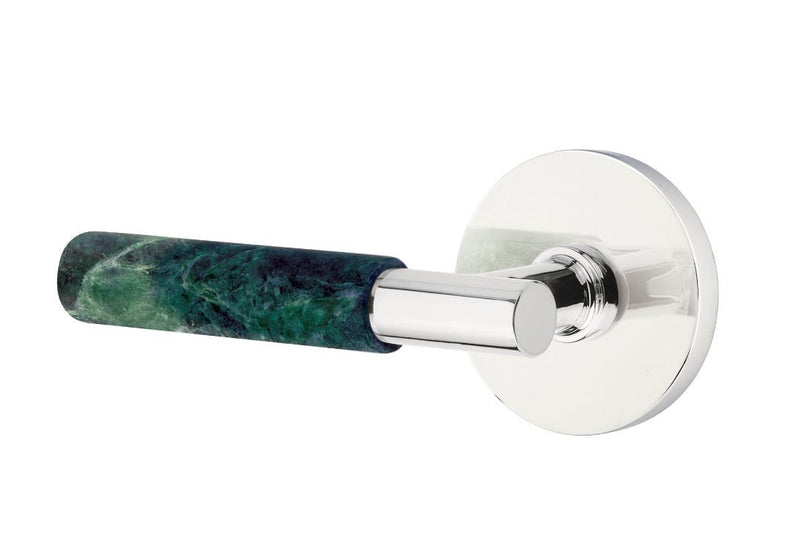 Emtek Select T-Bar Green Marble Lever with Disk Rosette in Polished Chrome finish