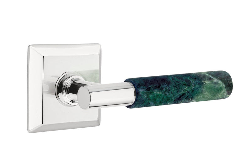 Emtek Select T-Bar Green Marble Lever with Quincy Rosette in Polished Chrome finish