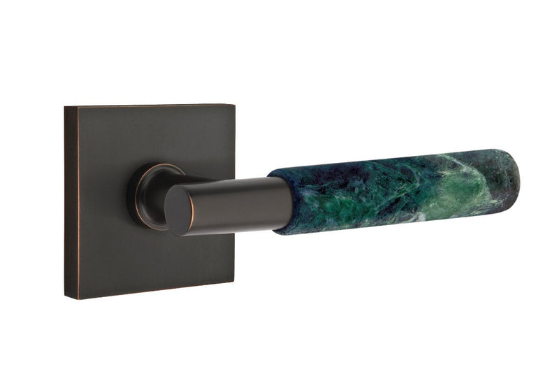 Emtek Select T-Bar Green Marble Lever with Square Rosette in finish