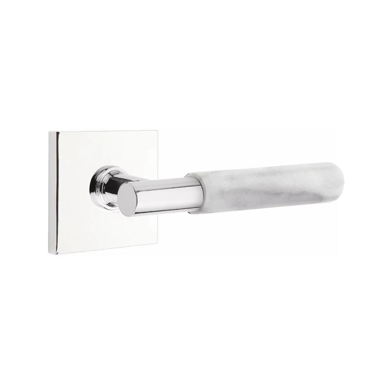 Emtek Select T-Bar White Marble Lever with Square Rosette in finish