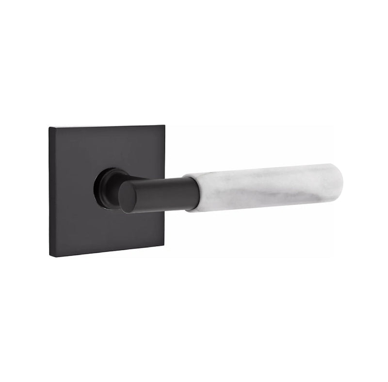 Emtek Select T-Bar White Marble Lever with Square Rosette in finish