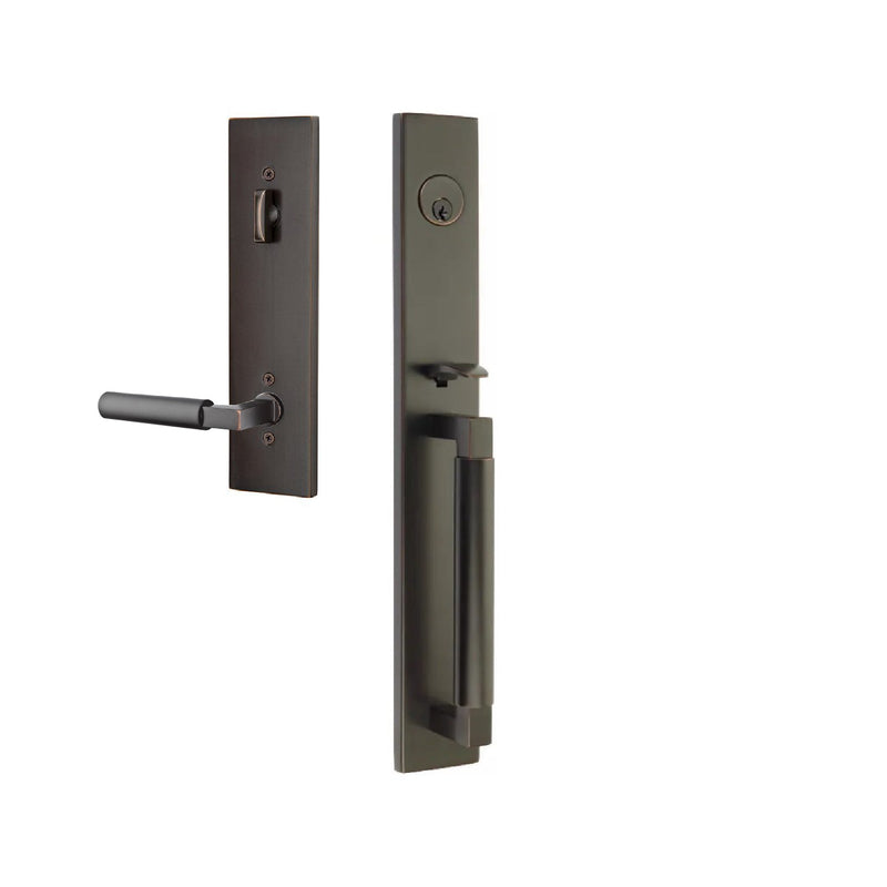 Emtek Single Cylinder Hercules Smooth Full Length Tubular Entry Set with Right Handed Hercules Lever in Oil Rubbed Bronze finish
