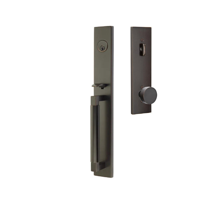 Emtek Single Cylinder Hercules Smooth Full Length Tubular Entry Set with Round Knob in Oil Rubbed Bronze finish