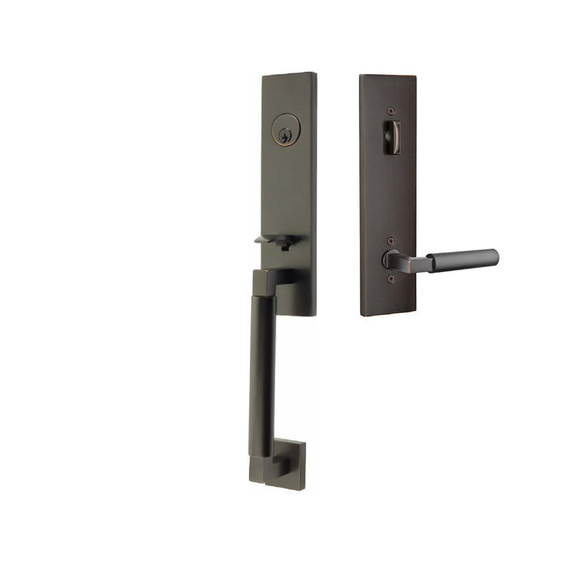 Emtek Single Cylinder Hercules Smooth Monolithic Tubular Entry Set with Left Handed Hercules Lever in Oil Rubbed Bronze finish