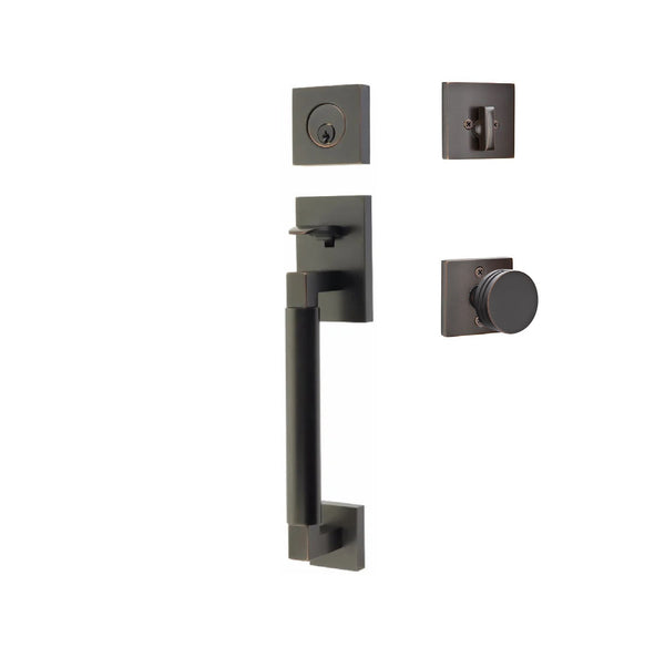 Emtek Single Cylinder Hercules Smooth Sectional Tubular Entry Set with Bern Knob in Oil Rubbed Bronze finish