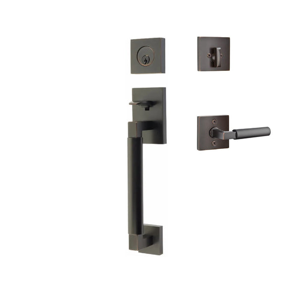 Emtek Single Cylinder Hercules Smooth Sectional Tubular Entry Set with Left Handed Hercules Lever in Oil Rubbed Bronze finish