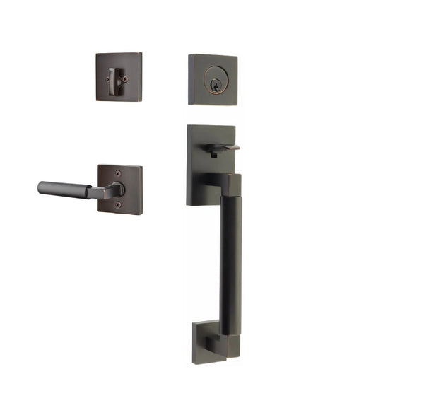 Emtek Single Cylinder Hercules Smooth Sectional Tubular Entry Set with Right Handed Hercules Lever in Oil Rubbed Bronze finish