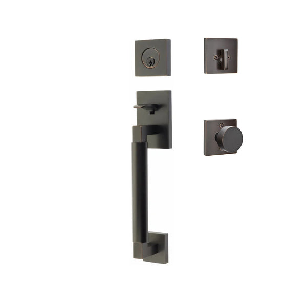 Emtek Single Cylinder Hercules Smooth Sectional Tubular Entry Set with Round Knob in Oil Rubbed Bronze finish