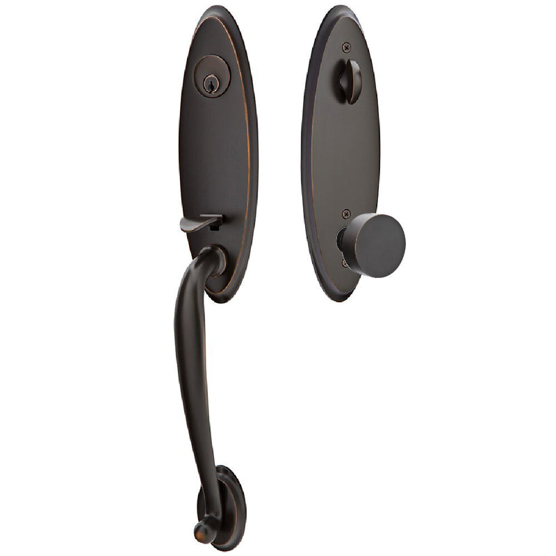 Emtek Single Cylinder Marietta Tubular Entrance Handleset With Round Knob in Oil Rubbed Bronze finish