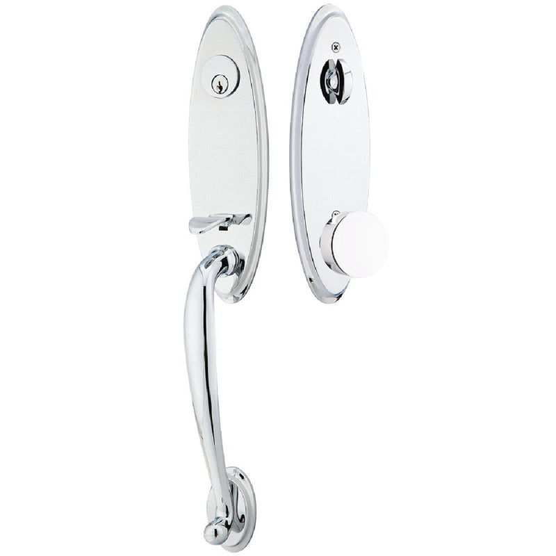 Emtek Single Cylinder Marietta Tubular Entrance Handleset With Round Knob in Polished Chrome finish