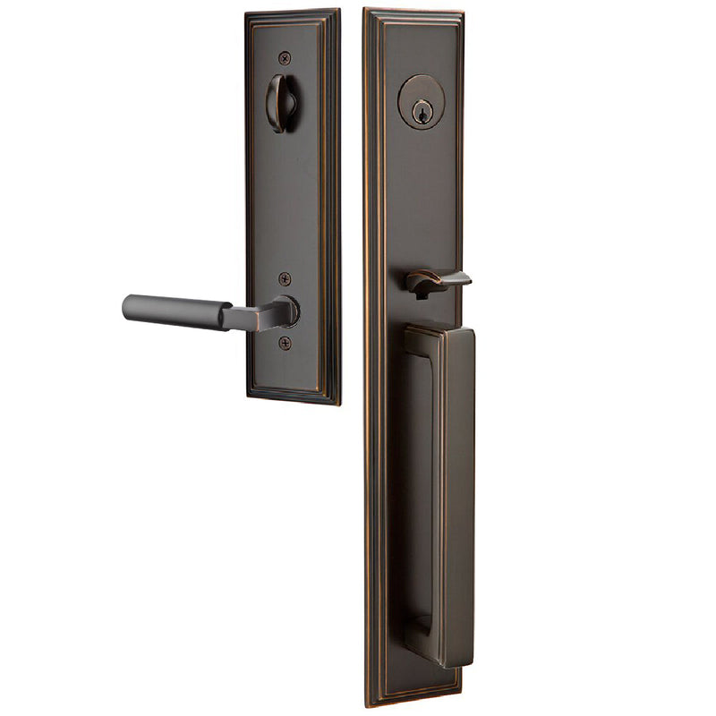 Emtek Single Cylinder Melrose Tubular Entrance Handleset With Right Handed Hercules Lever in Oil Rubbed Bronze finish