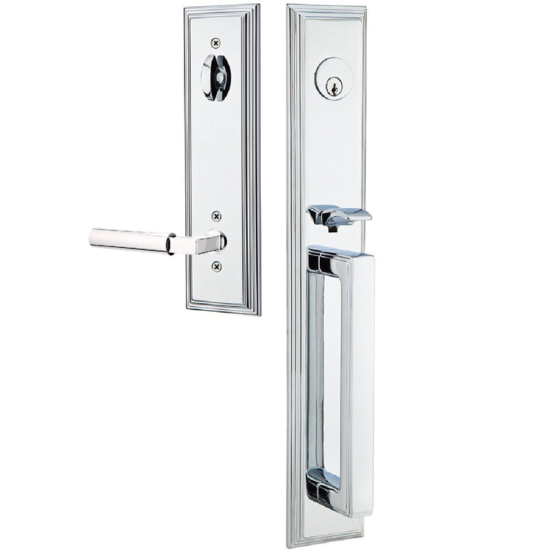 Emtek Single Cylinder Melrose Tubular Entrance Handleset With Right Handed Hercules Lever in Polished Chrome finish