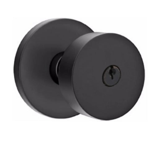 Emtek Single Cylinder Round Key in Knob with Disk Rosette in Flat Black finish