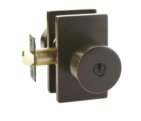 Emtek-Single Cylinder Round Key in Knob with Modern Rectangular Rosette-Oil Rubbed Bronze-Coastal Hardware Store