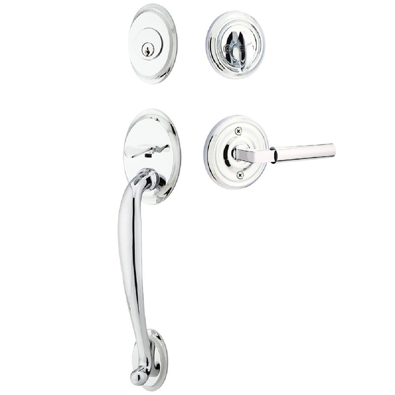 Emtek Single Cylinder Saratoga Tubular Entrance Handleset With Left Handed Hercules Lever in Polished Chrome finish