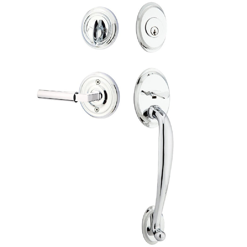 Emtek Single Cylinder Saratoga Tubular Entrance Handleset With Right Handed Hercules Lever in Polished Chrome finish