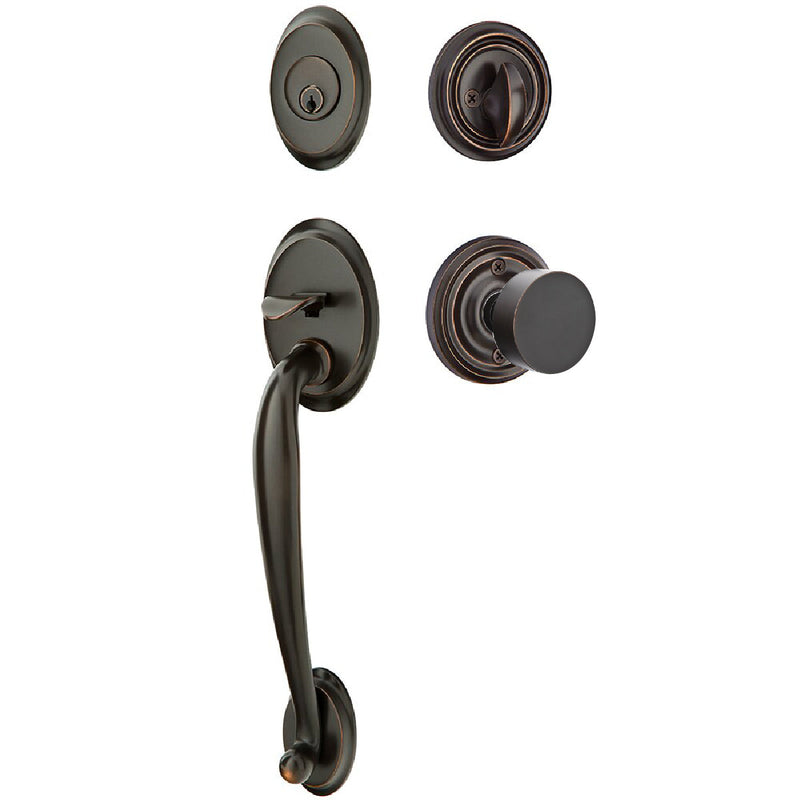 Emtek Single Cylinder Saratoga Tubular Entrance Handleset With Round Knob in Oil Rubbed Bronze finish