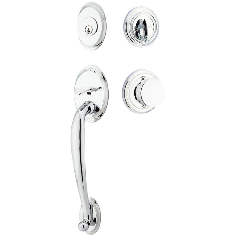 Emtek Single Cylinder Saratoga Tubular Entrance Handleset With Round Knob in Polished Chrome finish