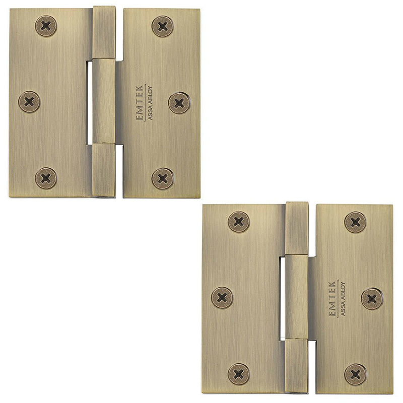 Emtek Square Barrel Heavy Duty Solid Brass Hinge, 3.5" x 3.5", 0.125" Thickness in French Antique finish