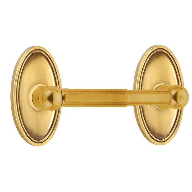 Emtek Traditional Brass Paper Holder - Spring Rod Style (3 3/8" Projection) With Oval Rosette in French Antique finish
