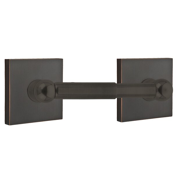 Emtek Traditional Brass Paper Holder - Spring Rod Style (3 3/8" Projection) With Square Rosette in Oil Rubbed Bronze finish