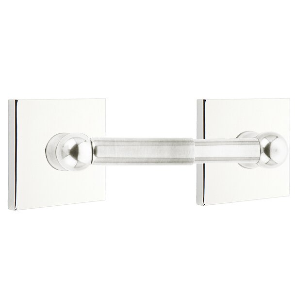 Emtek Traditional Brass Paper Holder - Spring Rod Style (3 3/8" Projection) With Square Rosette in Polished Chrome finish
