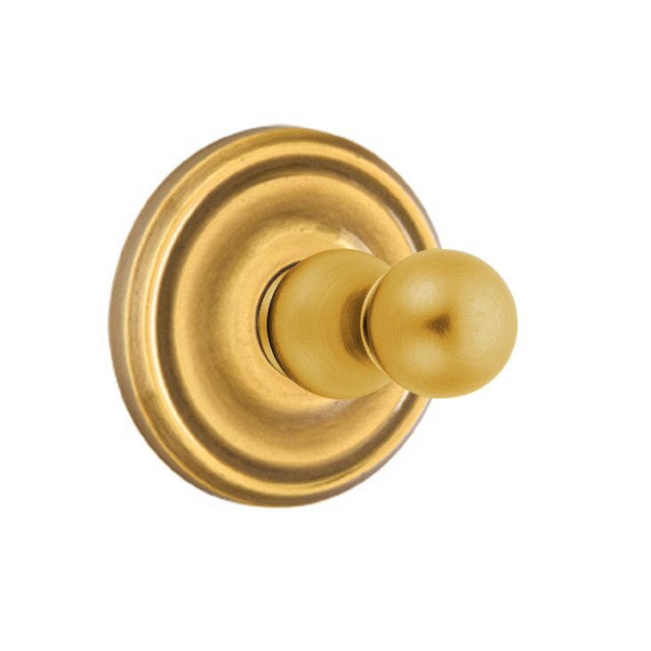 Emtek Traditional Brass Single Robe Hook With Small Regular Rosette in French Antique finish