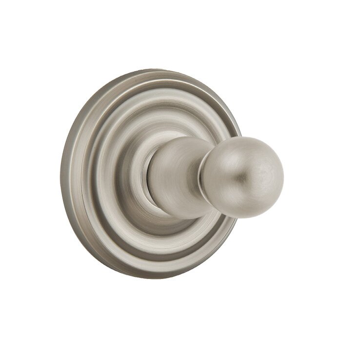 Emtek Traditional Brass Single Robe Hook With Small Regular Rosette in Pewter finish