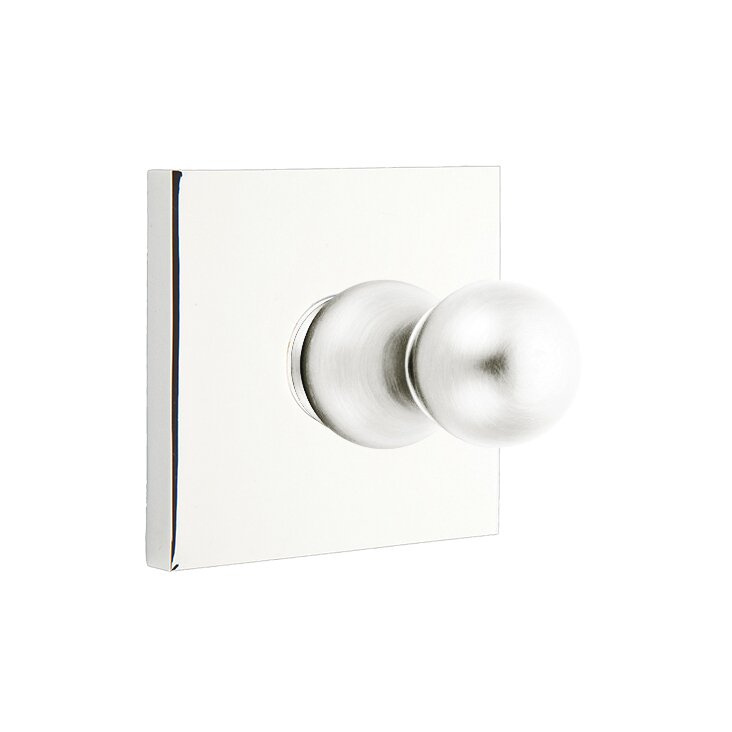 Emtek Traditional Brass Single Robe Hook With Square Rosette in Polished Chrome finish