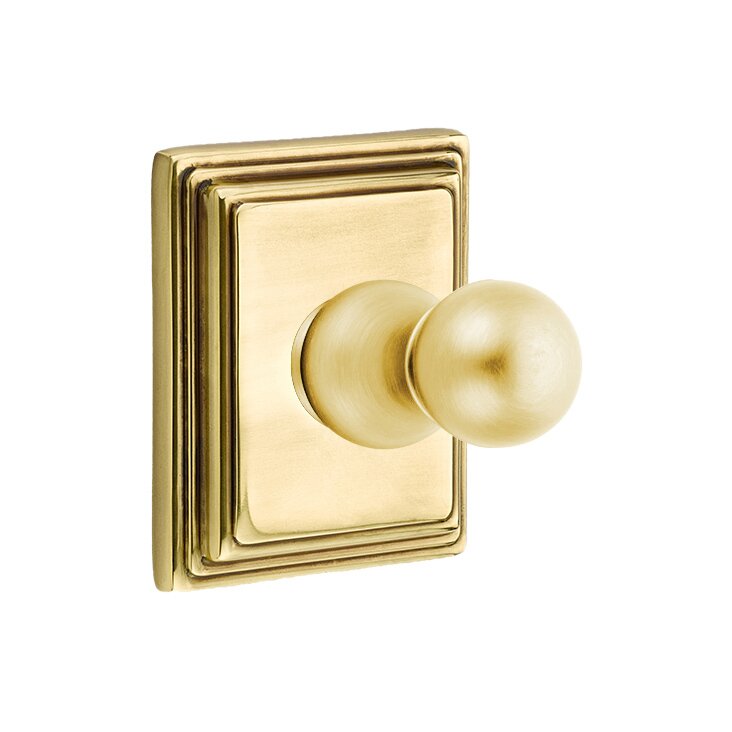 Emtek Traditional Brass Single Robe Hook With Wilshire Rosette in French Antique finish