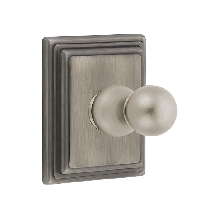 Emtek Traditional Brass Single Robe Hook With Wilshire Rosette in Pewter finish