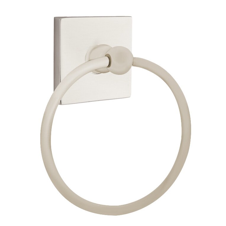 Emtek Traditional Brass Towel Ring (6 7/8" Overall) With Neos Rosette in Satin Nickel finish