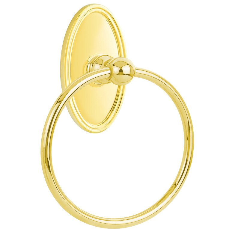 Emtek Traditional Brass Towel Ring (6 7/8" Overall) With Oval Rosette in Lifetime Polished Brass finish