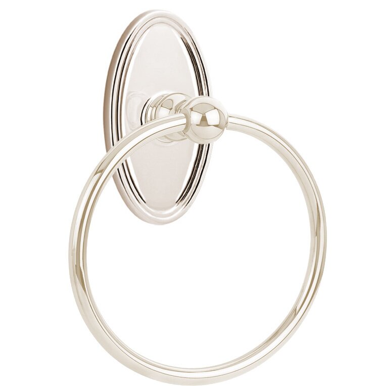 Emtek Traditional Brass Towel Ring (6 7/8" Overall) With Oval Rosette in Lifetime Polished Nickel finish