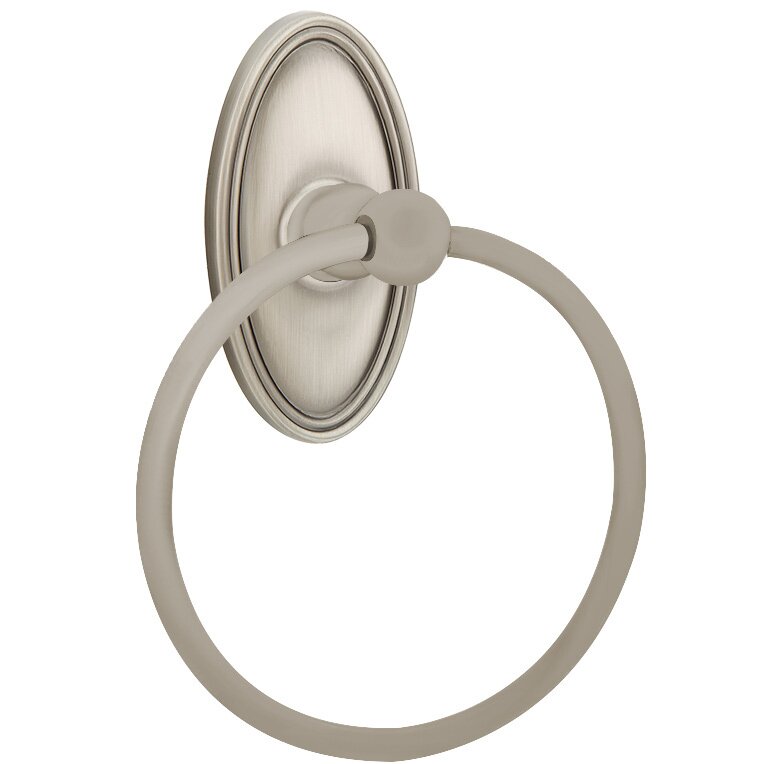 Emtek Traditional Brass Towel Ring (6 7/8" Overall) With Oval Rosette in Pewter finish