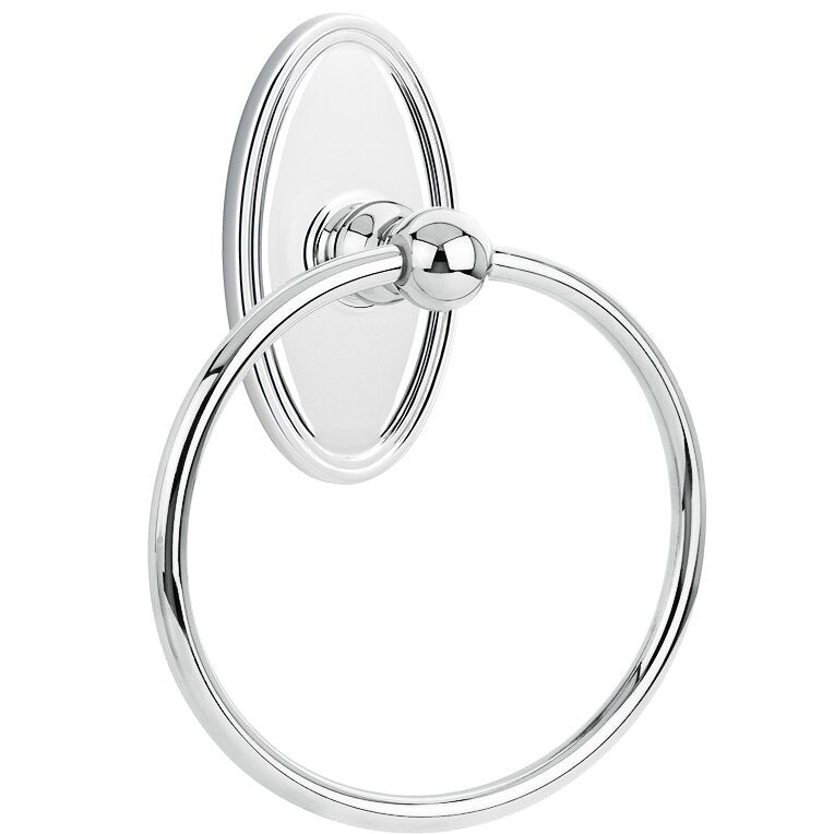 Emtek Traditional Brass Towel Ring (6 7/8" Overall) With Oval Rosette in Polished Chrome finish